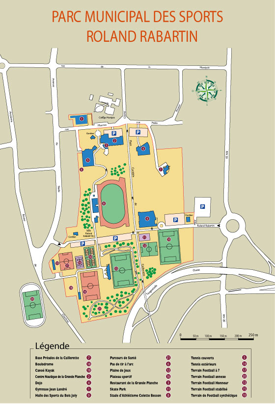 Plan du parc municipal des sports Roland Rabartin